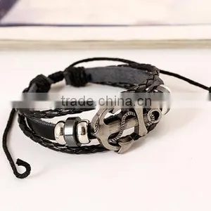 New Arrival Trendy Multi Layer Bracelet Leather Anchor Bracelet/ thumbnail-3