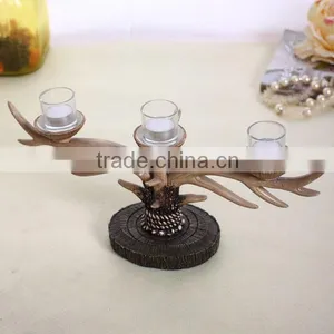 2015 Wholesale Traditional Antlers Type Gold Plated Wedding Retro and Europe Resin Antique Candle Holders From China thumbnail-1