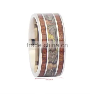Silver Titanium Wood Camo Rings,camoflage Band Ring thumbnail-2