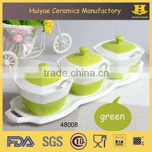 Ceramic Kitchen Canister Spice Jar for Pepper, Salt, Sugar With Tray Quality Choice thumbnail-1