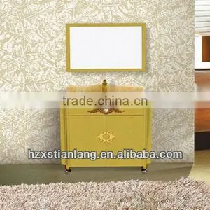 High Quality Floor Mounted Stainless Steel Bathroom Cabinet With Marble Top thumbnail-1