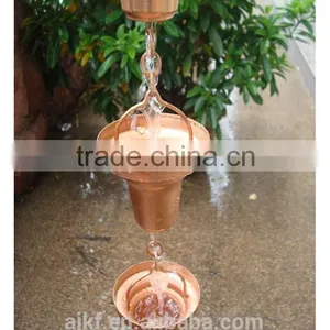 8feet Bell Hammered Copper Rain Chains thumbnail-1