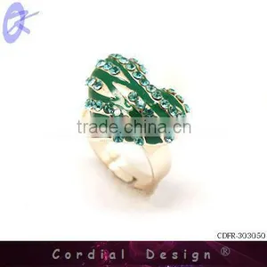 New Hot Sale Wholesale Fashion Big Heart Rhinestone Cheap Ring thumbnail-1