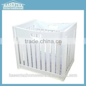 White Wooden Storage Basket Solid Pine Wood Storage Basket thumbnail-1