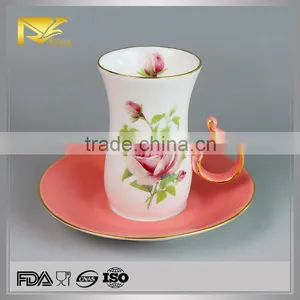 Tableware Ceramic Kawa Cup, Turkish Tea Cup With Saucer thumbnail-1