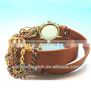 2014 Latest Fashion Waterproof Long Strap Gold Popular Leather Retro Women Watches thumbnail-5