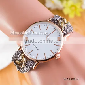 Women New Classic Geneva Ethnic Braided Analog Quartz Chain Bracelet Wrist Watch thumbnail-1