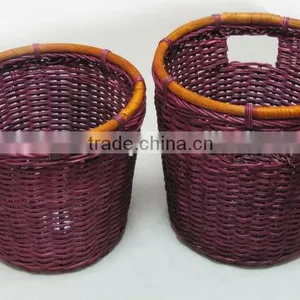 Rattan Wastebasket With Insert Handle thumbnail-1