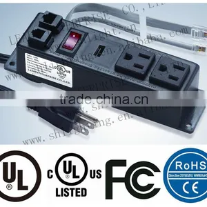 Recessed Mounted 2-outlet With Phone Cord and 2 Usb Ports Plug Socket thumbnail-3