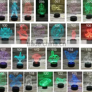 2016 New 3D Optical Night Light 7 Light Colors 10 LEDs AA Battery or DC 5V Mixed Lot With IR Remote Control Factory Wholesale thumbnail-5