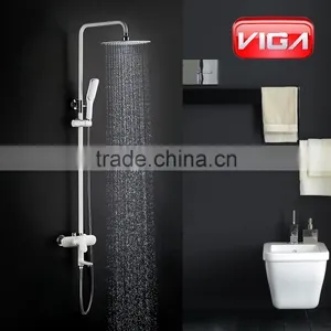 White/Black/Chrome Shower Column Set With ABS Shower Head thumbnail-4