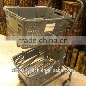 Powder Coating/chrome-plate Double Layer Shopping Cart HSX-908 thumbnail-1