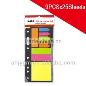 Hot Sale 9pcs Different Shapes Color Offset Paper Sticky/Memo Note Pad thumbnail-1