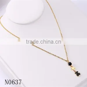 New Modern Model Delicate Design Black Bear Crystal Gold Chain Necklace for Christmas Gift thumbnail-1