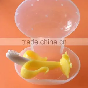 FDA Baby Infant Bendable Training Toothbrush Teether, Banana Shaped Small Baby Banana Teething Toothbrush For Infants thumbnail-3