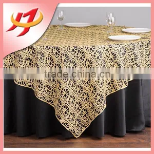 Cheap Round or Square Wedding Embroidered Gold Sequin Glitter Table Overlays thumbnail-3