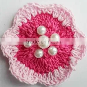 Decorative Crochet Handmade Flowers With Pearls for Handband thumbnail-1