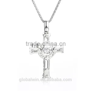 Dancing Gemstone Cross Necklace Clever Filigree Pendant 925 Sterling Silver Necklace Jewelry Necklace For Woman thumbnail-1
