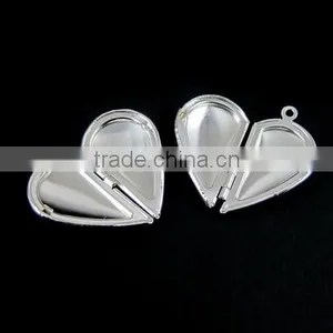 29MM Silver Plated Brass Lovers' Heart Locket Pendant Charm,vintage Heart Love Photo Locket 1132008 thumbnail-3
