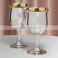 Handmade Silver Polished Metal Wine Goblet thumbnail-1