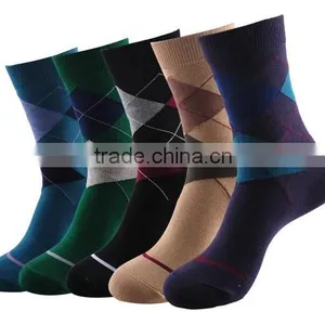 Latest Design Fashion Men Multicolor Geometric Soft Cotton Casual Dress Socks thumbnail-2
