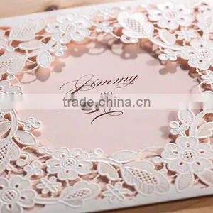 White Silk Tie Laser Cut Wedding Invitation Card thumbnail-3