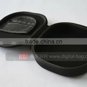 Black Round Zipper Personlize Portable Earphone Storage Hard EVA Case thumbnail-1