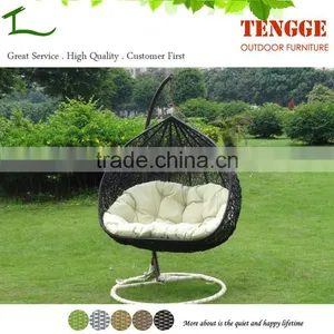 Water Drop Shape White Synthetic Rattan Outdoor Lover Seat Swing Chair thumbnail-2