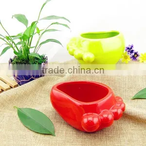 Home Ornaments Colorful Small Foot Shape Ceramic Flower Pot thumbnail-1