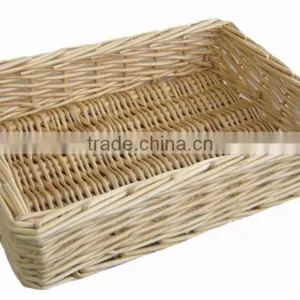 Straight Sided Shallow Rectangular Wicker Basket (Medium (35 x 25 x 8 Cm)) thumbnail-1