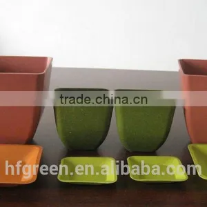 2015 Eco-friendly Biodegradable Bamboo Fiber Square Flowerpot thumbnail-2