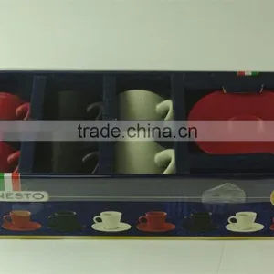 Wholesale Coffee Cup With Saucer Set in Gift Box in Stock,6pcs per Set With Three Color thumbnail-1