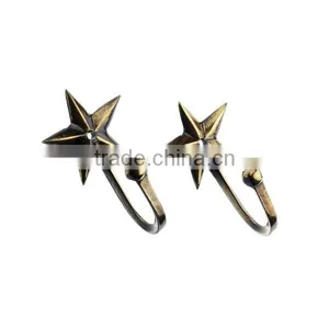 Antique Brass Star Coat Hooks For Home Decor thumbnail-1