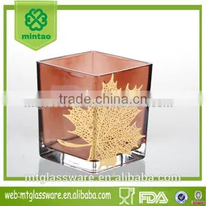 4"spray Colors Paper Leaf Transfer Sqnare Vase thumbnail-1