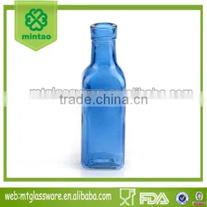 Small Spray Blue Round Glass Milk Bottle Oil &rope Vase thumbnail-1