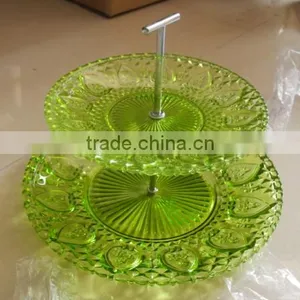 Green Decorative Glass Plate Set With Rack thumbnail-1