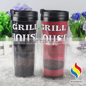 Reusable Plastic Bubble Tea Cup Paper Insert Travel Cup thumbnail-3