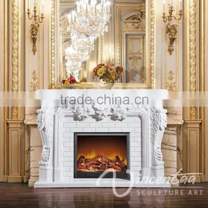 Home European Decoration White Artificial Marble Fireplace Surround Price thumbnail-2