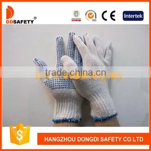 DDSAFETY Bleach Cotton String Knit Gloves With Blue PVC Dots Safety Gloves thumbnail-1