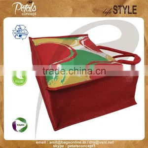 PP Laminated Jute Tote Bag With Padded Rope Handle With Three Color Print Two Side thumbnail-4