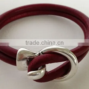 Double Wrap Leather Bracelet, Leather Bangle for Girls and Boys, Unisex Leather Bracelet thumbnail-1