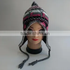 Colorful PomPom Knitted Beanie With Earmuffs thumbnail-2