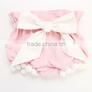 Black White Stripes Bloomer With Hot Pink Pom Pom New Born Baby Clothes thumbnail-3