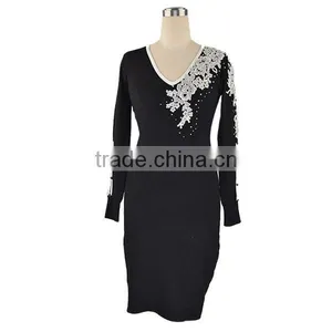 Latest Dress Designs Apparel Sexy Dress Woman Cashmere Sweater thumbnail-4