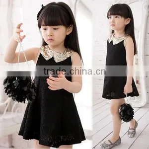 Kids Girls Sleeveless Sequins Collar Lace Vest Princess Sundress SV000883# thumbnail-1