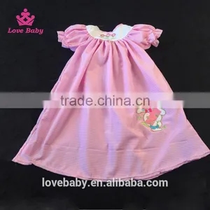 Girl Pink Easter Swing Top With Rabbit Embroidery, Cute Girl Summer Dresses Top LBYTZ001-11 thumbnail-1