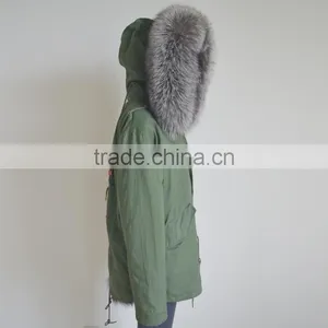 Myfur Genuine Silver Fox Fur Lining Women Customized Fur Parka thumbnail-3