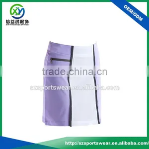 2017 Latest Style Contrast Color Zip Pockets Straightt Hem Lady Golf Skort thumbnail-1