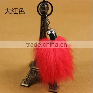 Imitation Fox Tail Car Keychain Fake Hair Ball Ornaments Lady Fur Pendant Cute Hair Ball Key Holder Bag thumbnail-4