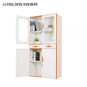 2 Tier Cardboard Storage Locker Metal Furniture/combination Storage Cabinet Glass Door thumbnail-3
